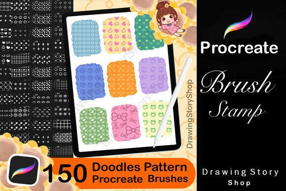 Download 150 Doodles Procreate Stamp Brushes - Premium Resources