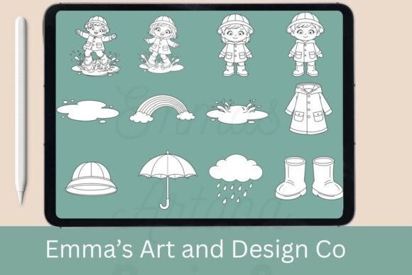 Download Spring Rain Kids Procreate Stamp Brushes - Procreate stamp brushes Collection