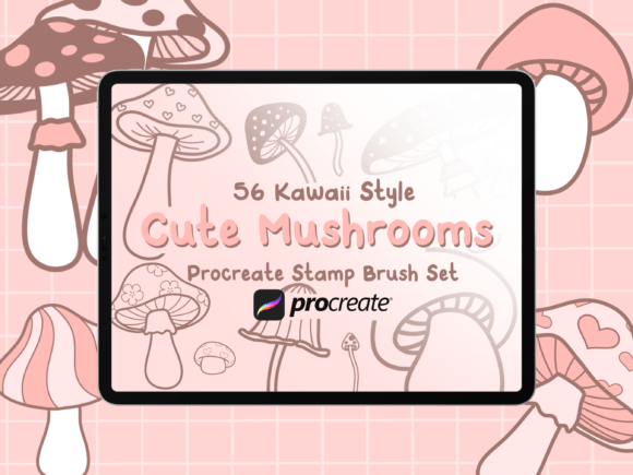 Download Doodle Mushroom Procreate Stamp Brushes - Premium Resources