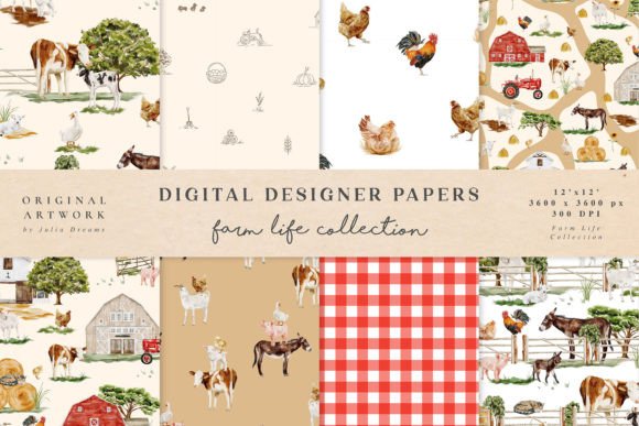 Download Farm Life Seamless Patterns Watercolor - Seamless patterns Collection