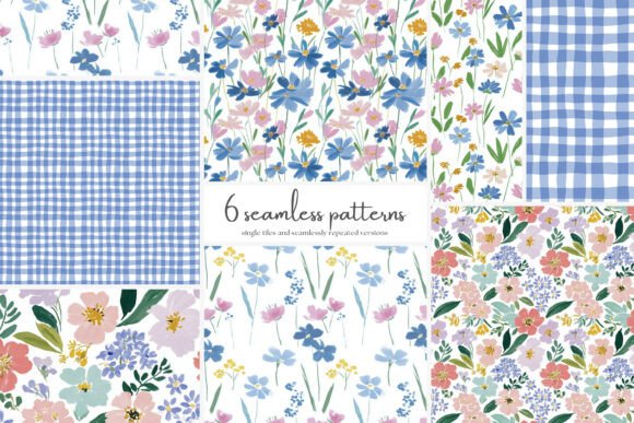 Download Spring Meadow Floral Seamless Patterns - Seamless patterns Collection