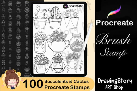 Download 100 Potted Plant Procreate Stamp Brushes - Premium Resources