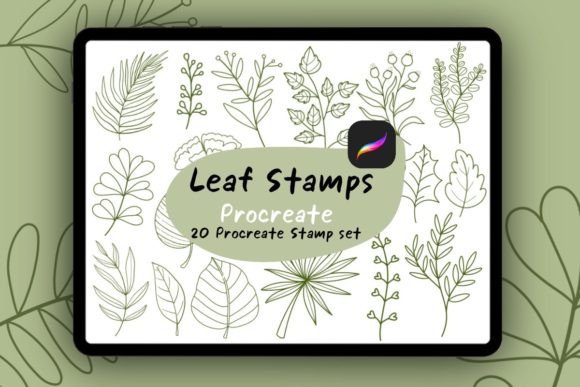 Download 20 Leaf Brush Stamps Procreate - Leaf brush Collection