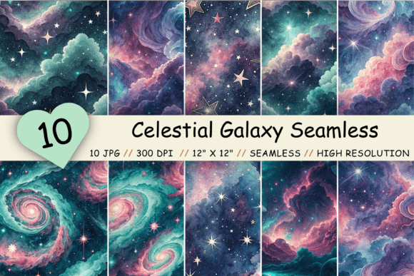 Download Celestial Galaxy Seamless Patterns - Seamless patterns Collection