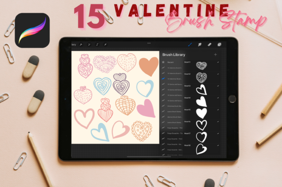 Download 15 Valentine Brush Stamp Set 1 - Valentine brush Collection