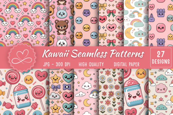 Download Kawaii Seamless Patterns - Seamless patterns Collection
