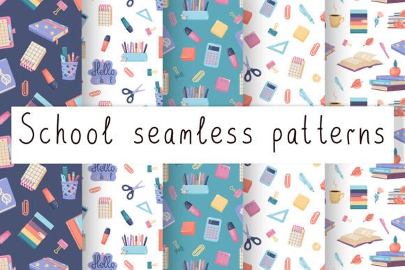 Download School Seamless Patterns Digital Paper - Seamless patterns Collection
