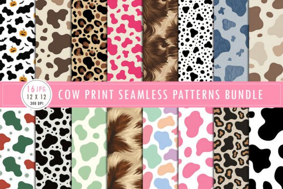 Download Cow Print Seamless Patterns Bundle - Seamless patterns Collection