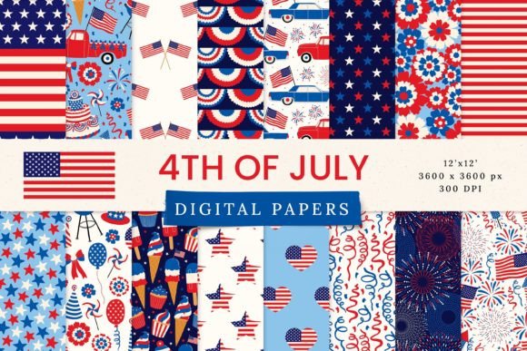 Download 4th of July Patriotic Seamless Patterns - Seamless patterns Collection
