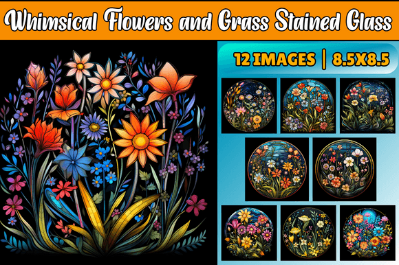 Download Flowers and Grass Stained Glass - Flowers Collection