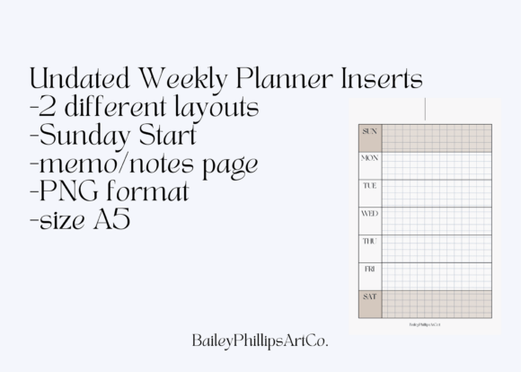 Download Undated Weekly Planner Inserts - Planner Collection