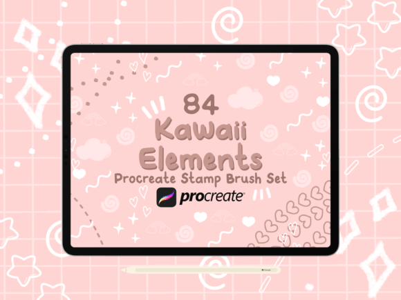 Download Kawaii Elements Procreate Stamp Brushes - Premium Resources