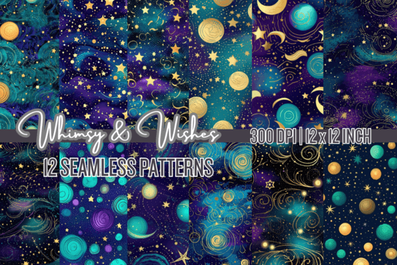 Download Cosmic Teal Galaxy Seamless Patterns - Seamless patterns Collection