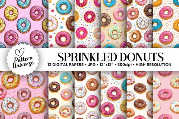 Download Sprinkled Donuts Seamless Patterns - Seamless patterns Collection