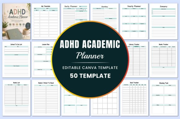 Download ADHD Academic Planner Canva Templates - Planner Collection