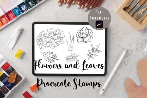 Download Flowers and Leaves Procreate Stamps - Flowers Collection