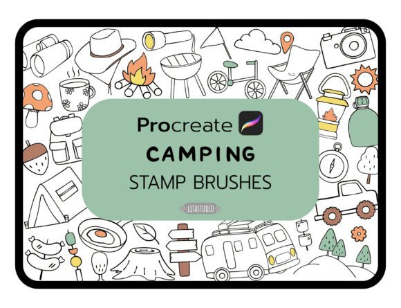 Download 37 Cute Camping Procreate Stamp Brushes - Premium Bundle