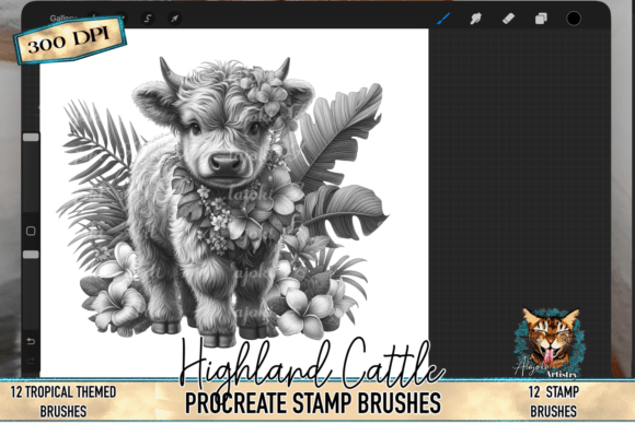 Download Highland Cow Procreate Stamp Brushes - Procreate stamp brushes Collection